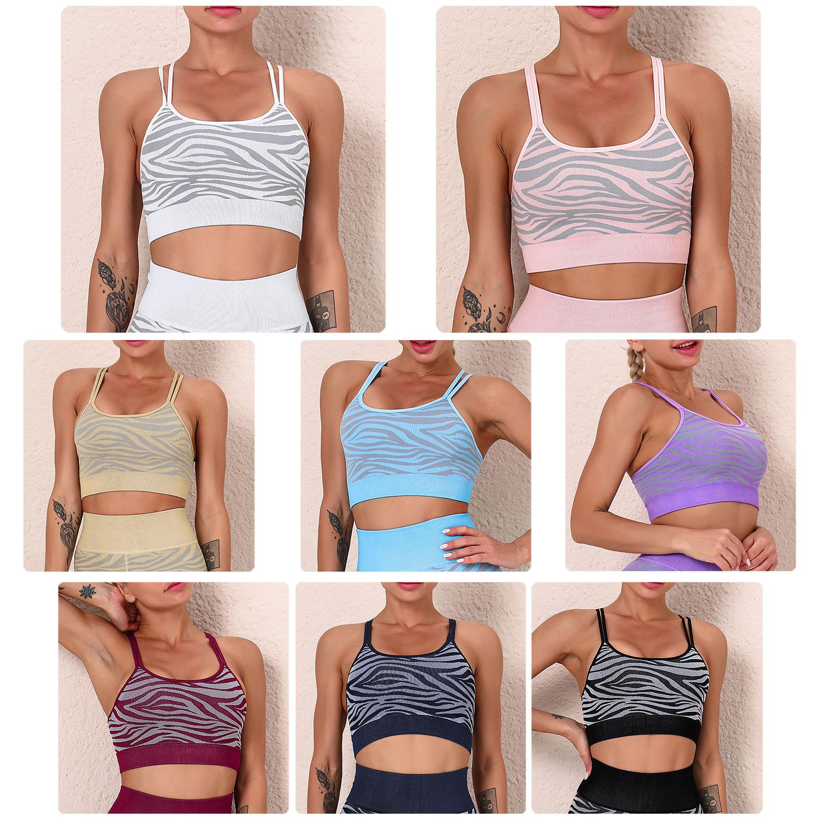 Áo ngực thể thao in họa tiết nữ có thể tháo đệm lót cho tập thể dục, yoga, chạy bộ