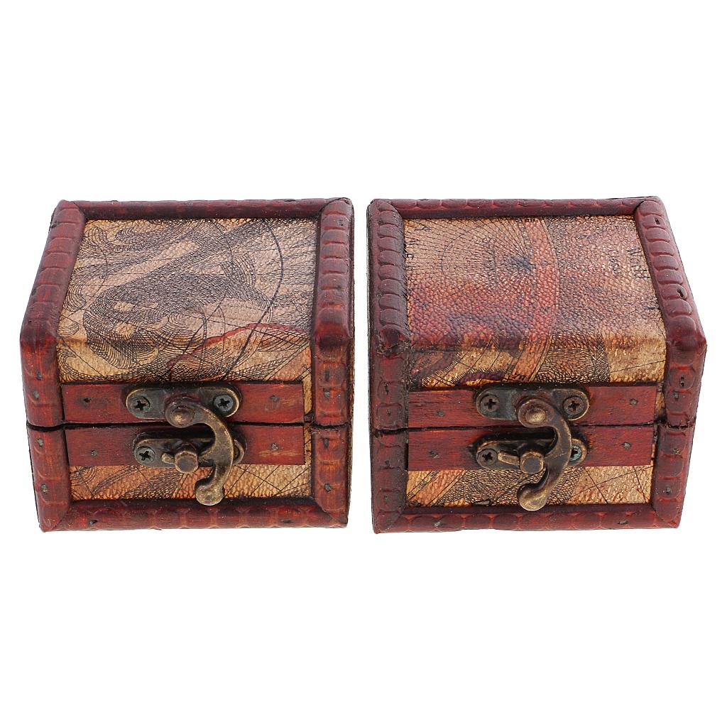 Vintage Metal Lock Jewelry Treasure Chest Case Wooden Box Storage Box Gift