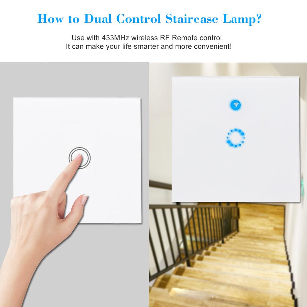 T433 86 Type Luxury Wall Touch Panel Sticky 433MHz Wireless RF Remote Control Transmitter Automation Modules 1 Gang Support All SONOFF RF 433MHz Products Control Staircase Lamp