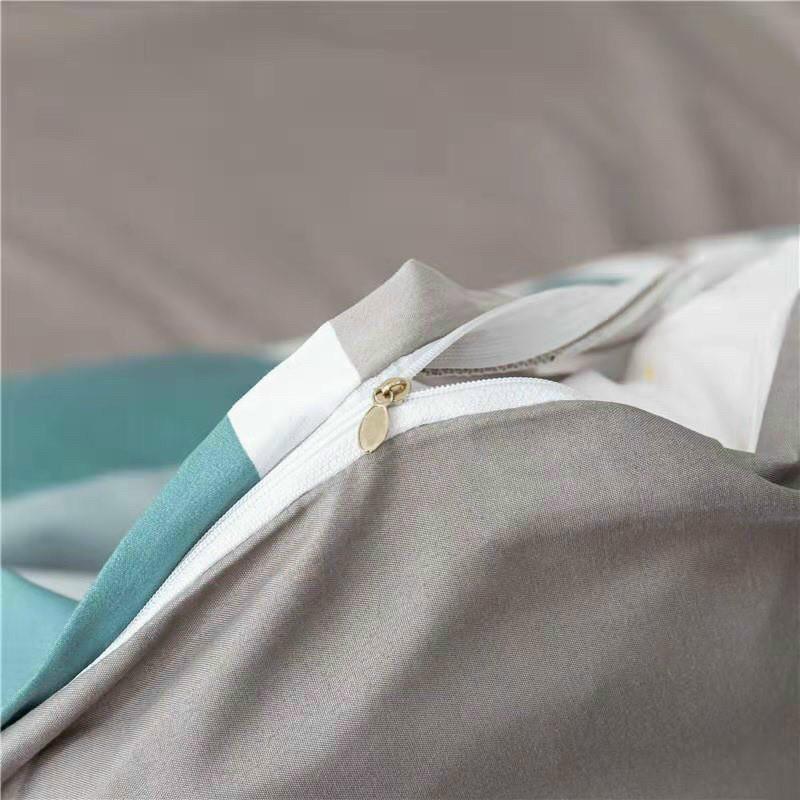 Bộ chăn ga Cotton Poly M2T bedding chăn ga Hàn Quốc kim cương xanh đủ size miễn phí bo chun