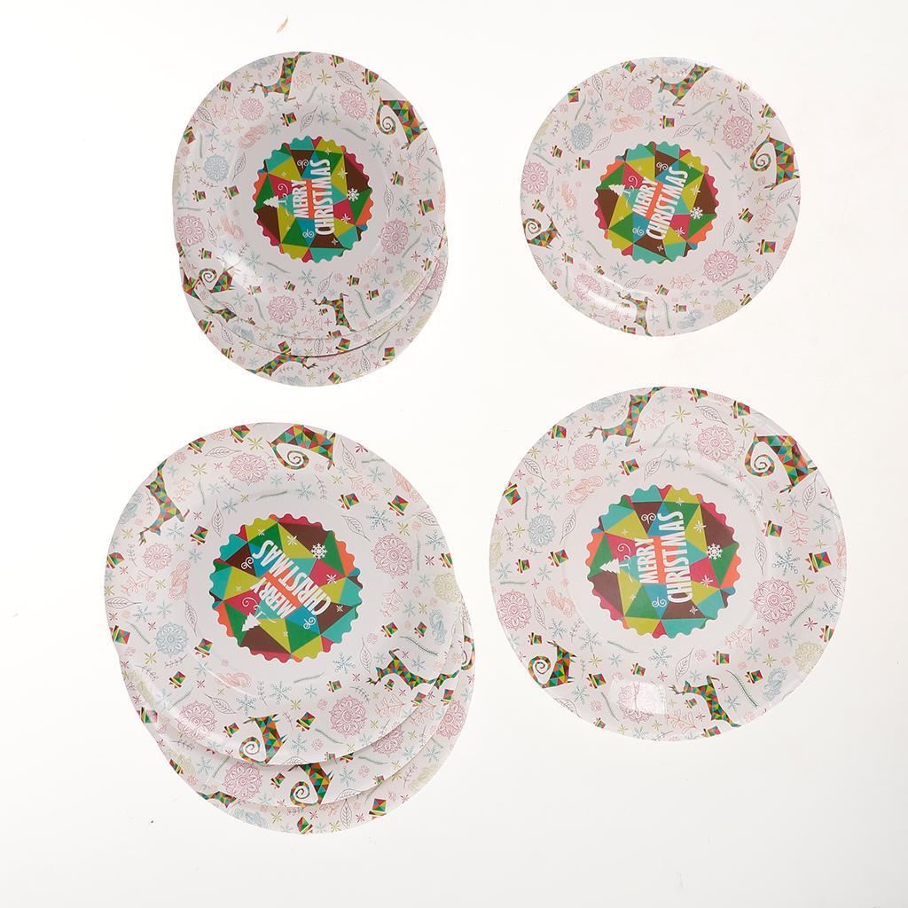 11 Set Merry Christmas Banner Plates Cups Tableware Sets for Christmas Party
