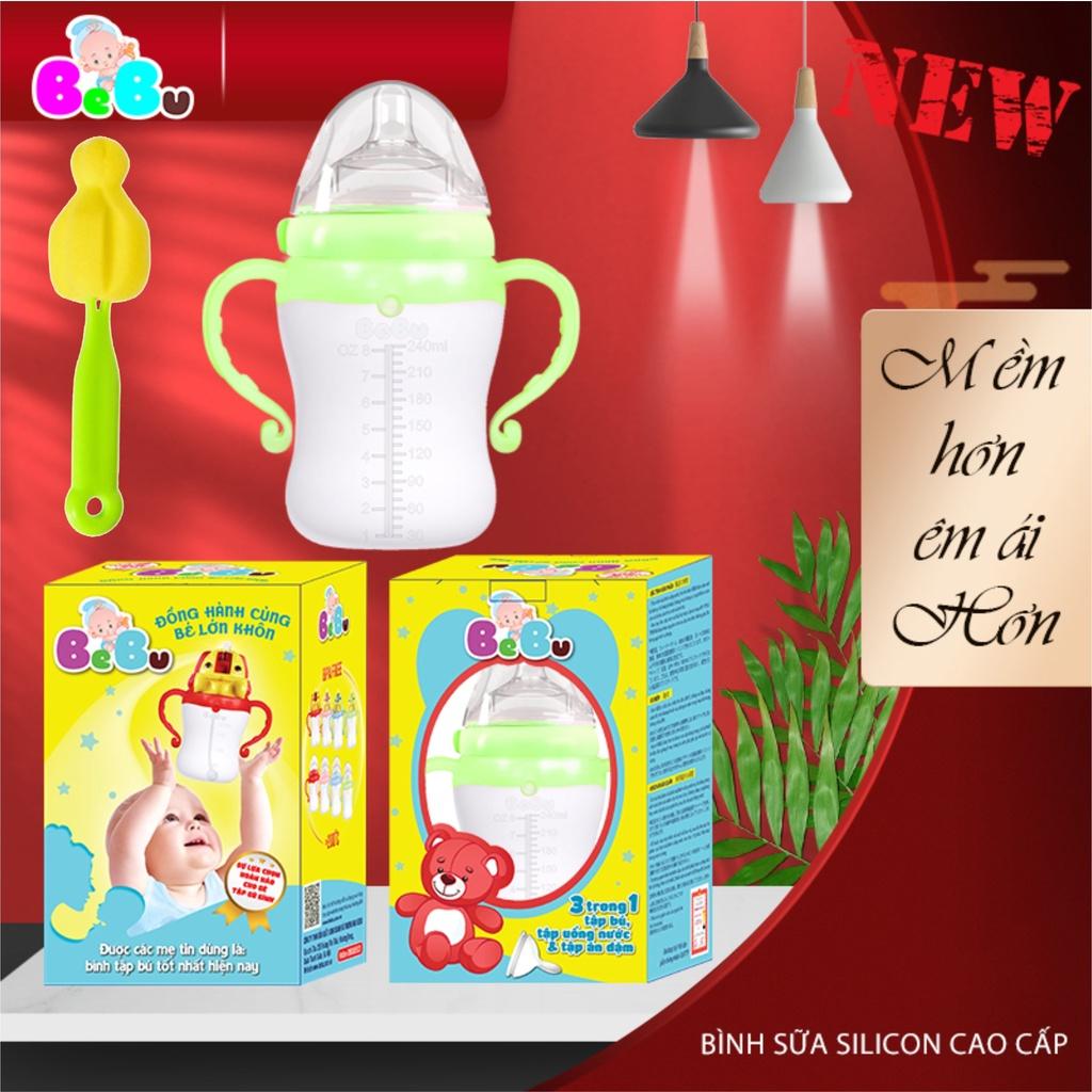 Bình Sữa BEBU 240ML Silicon Kháng Khuẩn – Hàng Chính Hãng