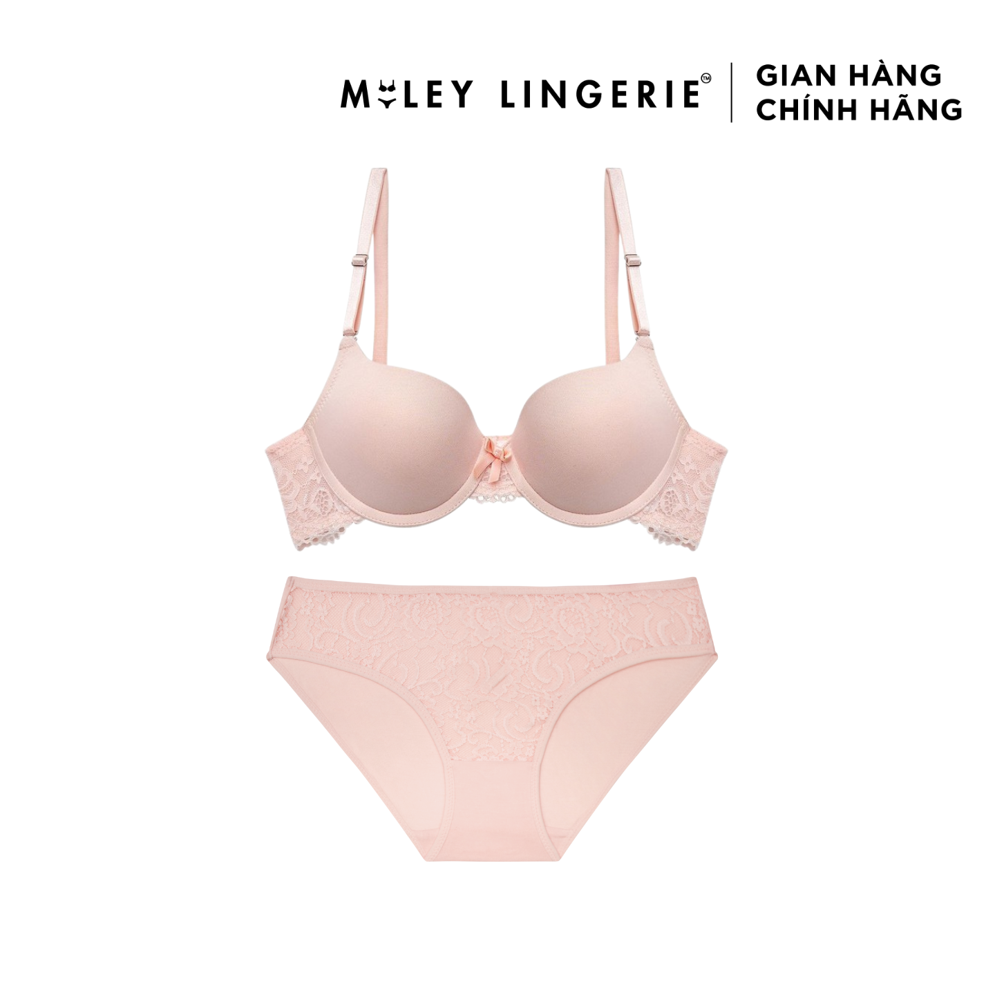 Bộ Áo và Quần Lót Nữ Phối Ren Fetching Dream Màu Hồng Miley Lingerie - BRL002-FCM04
