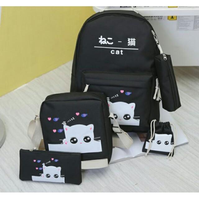 Bộ 5 Ba lô Mèo Cat,Balo Vải ,Balo,Baloteen,Balo Đi Học,Balo Hot,Balo Xinh,Balo Đa Năng,Balo Da,Balo KuteBalo, Balo Nu