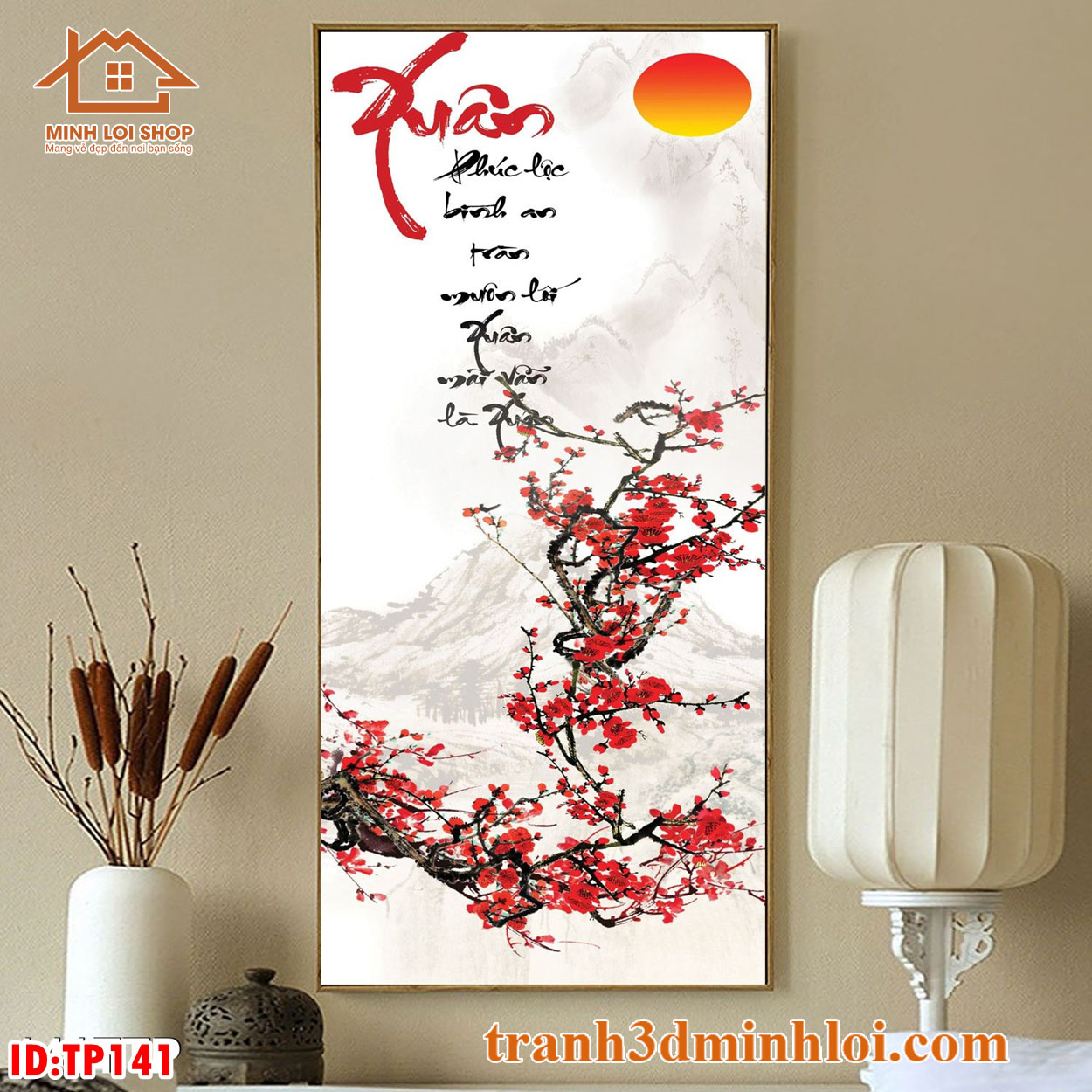 Tranh THƯ PHÁP tráng gương trang trí phòng khách, không gian sống TẶNG KÈM ĐINH TREO TPCM014