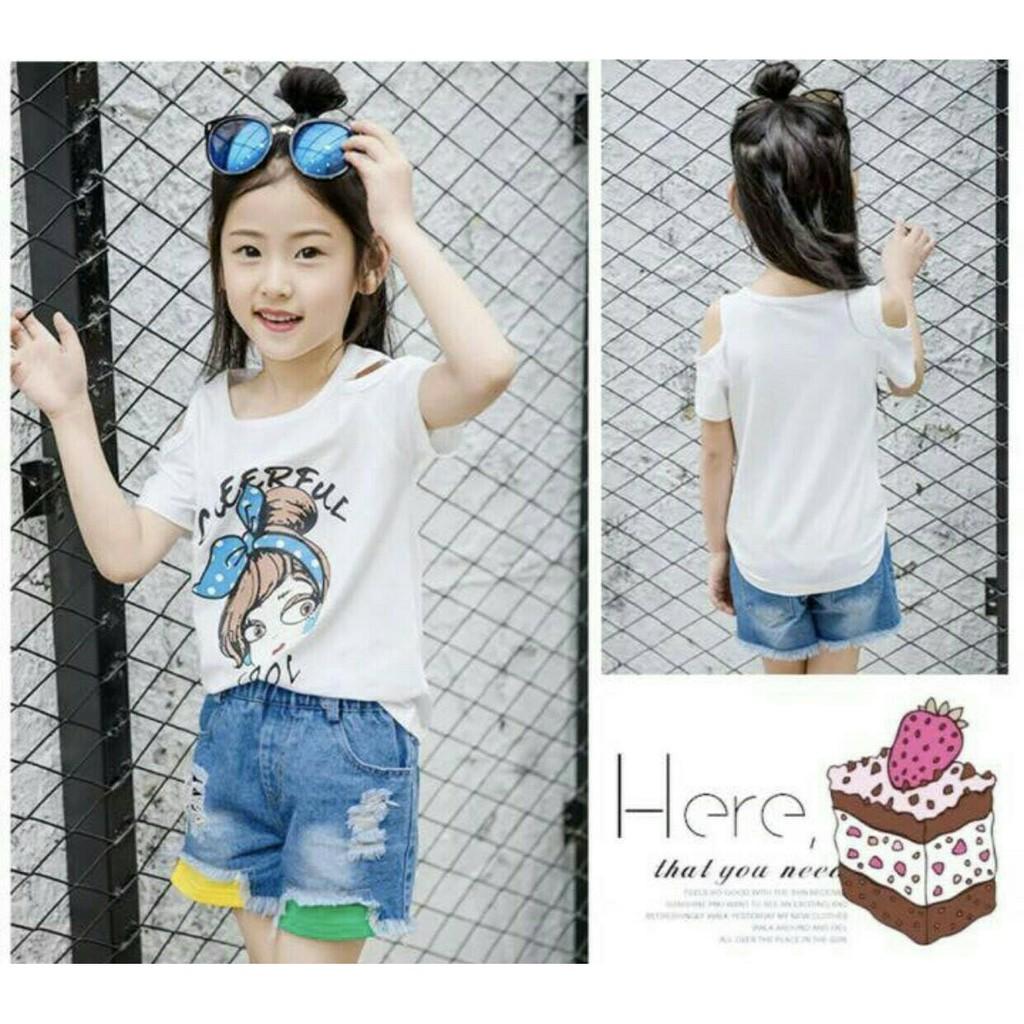 SÉT ÁO THUN CÔ GÁI PHỐI QUẦN SHORT JEAN