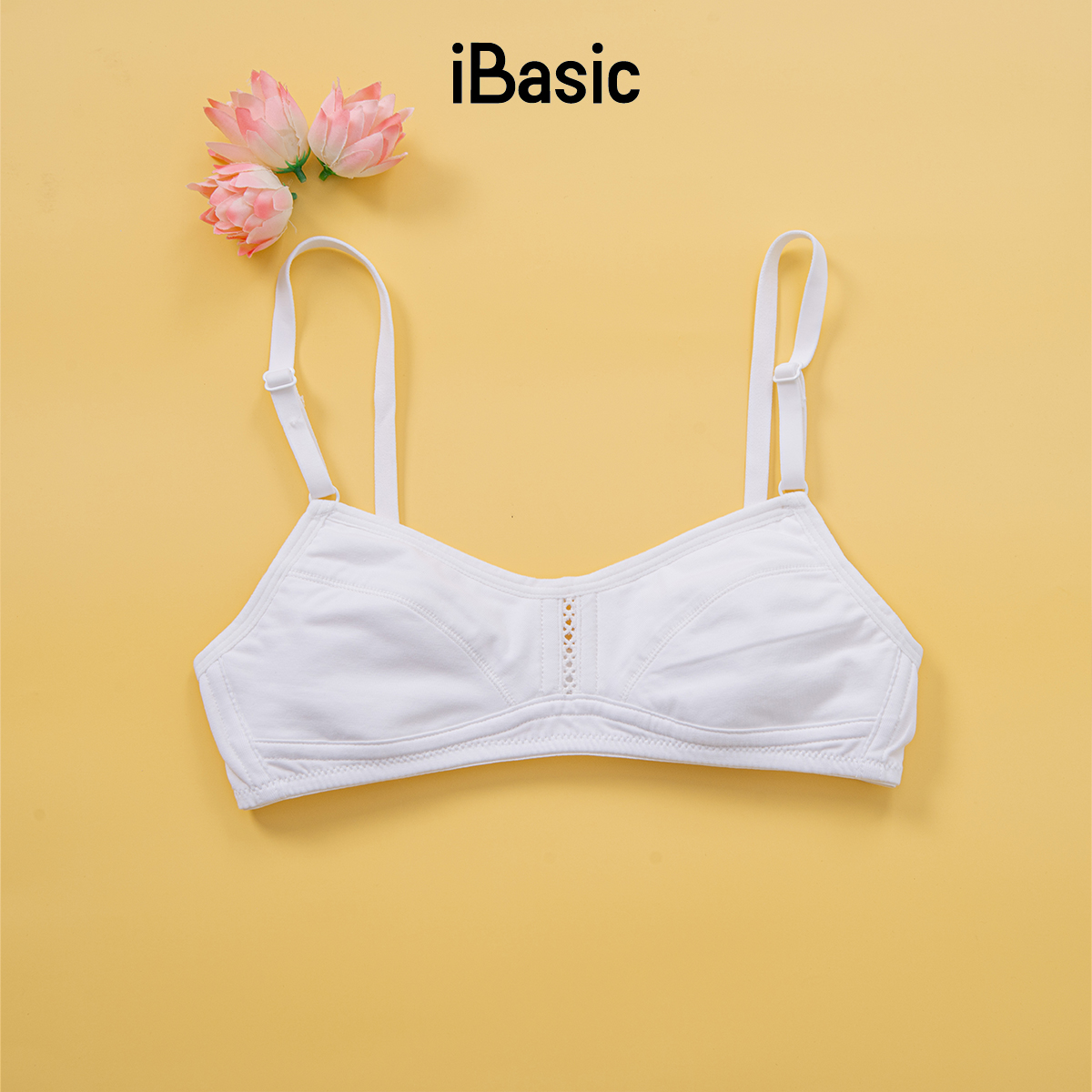 Áo ngực học sinh không gọng không mút lớp bông cotton cài sau iBasic VA107