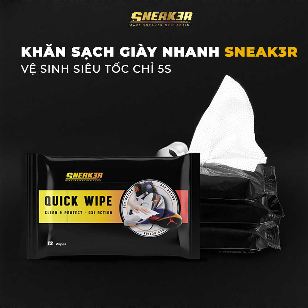 Khăn lau sạch giày nhanh siêu tốc SNEAK3R WIPES gói 12c