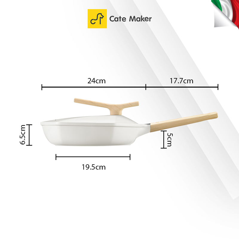 Chảo chống dính lục giác Cate-Maker MAPLE LEAF SERIES GYL-FY24JB, size 24cm, dùng cho mọi loại bếp