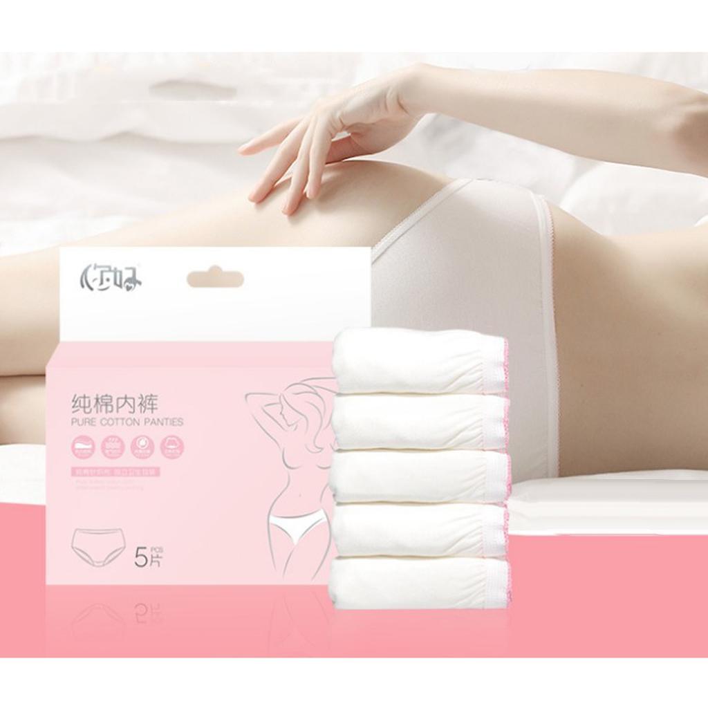 5 Pieces / Pack Lady Women Disposable Cotton Large Underwear Travel Panties Briefs