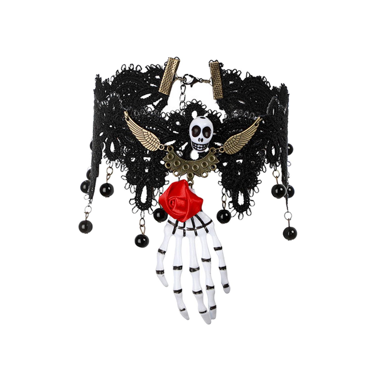 Punk Style Necklace Halloween Pendant Necklace Halloween Gifts Makeup Jewelry Retro Style Lace Neck Chain for Holidays Halloween Prom