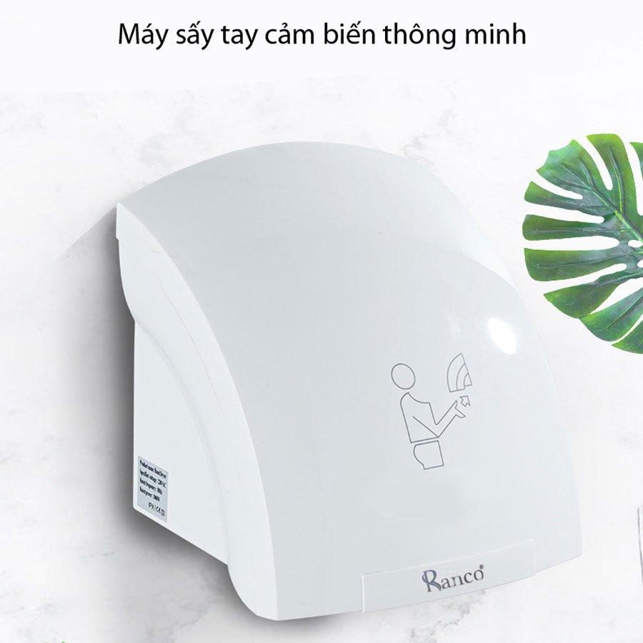 Máy Sấy Tay Tự Động RANCO Máy Sấy Tay Cảm Ứng Thông Minh Có Cảm Biến Hồng Ngoại Công Suất 2000w - Độ Gió >16m/S – R08820