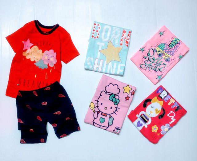 Bộ Bé Gái Cộc Tay Cotton Borip Xuất Khẩu 10-20kg