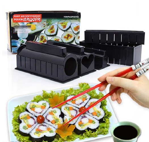 Bộ dụng cụ làm sushi, bộ khuôn làm sushi kimbap, cơm cuộn, trứng cuộn 27 x 14.5 x 8cm+ Tặng kèm hình dán