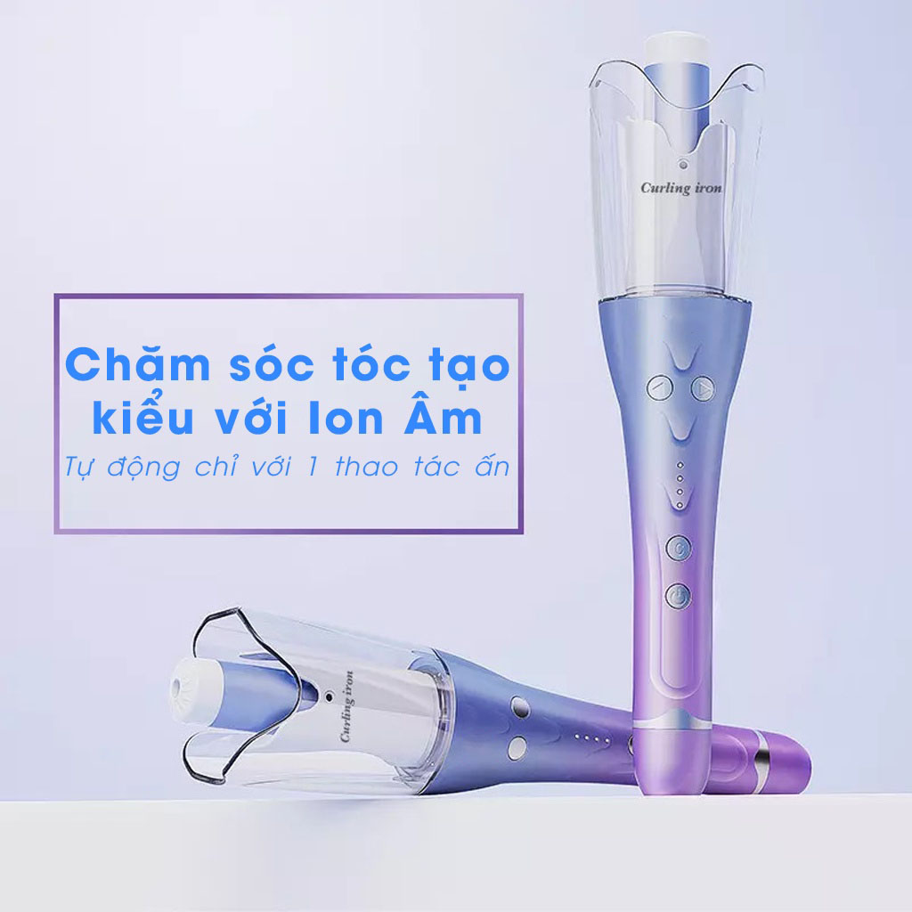 Máy Uốn Tóc Tự Động Xoay Thông Minh - Bảo Vệ Tóc, Tạo Kiểu Tóc, Không Khô Sơ, Gãy Rụng- 4 Chế Độ Nhiệt, Xoay Đảo Chiều