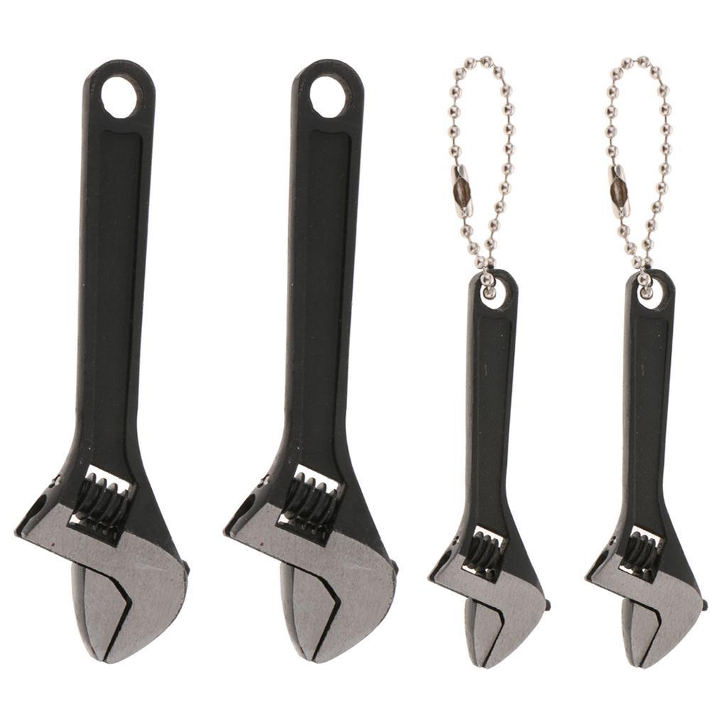4pc Universal Adjustable Wrench Spanner Repair Tool Black 2.5inch 4inch