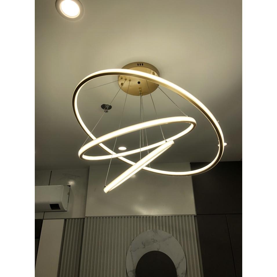 Đèn thả trần 3 vòng to kích thước 40*60*80,ánh sáng led 3 màu,trang trí phòng khách,ngủ,sảnh,nhà hàng,mẫu mới hiện đại