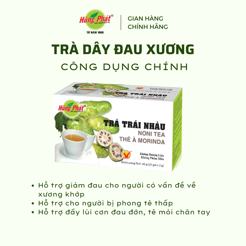 Trà Trái Nhàu Túi Lọc Khỏe Gân Cốt Tốt Hỗ Trợ Giảm Đau Khớp - Hùng Phát Thương Hiệu 35 Năm