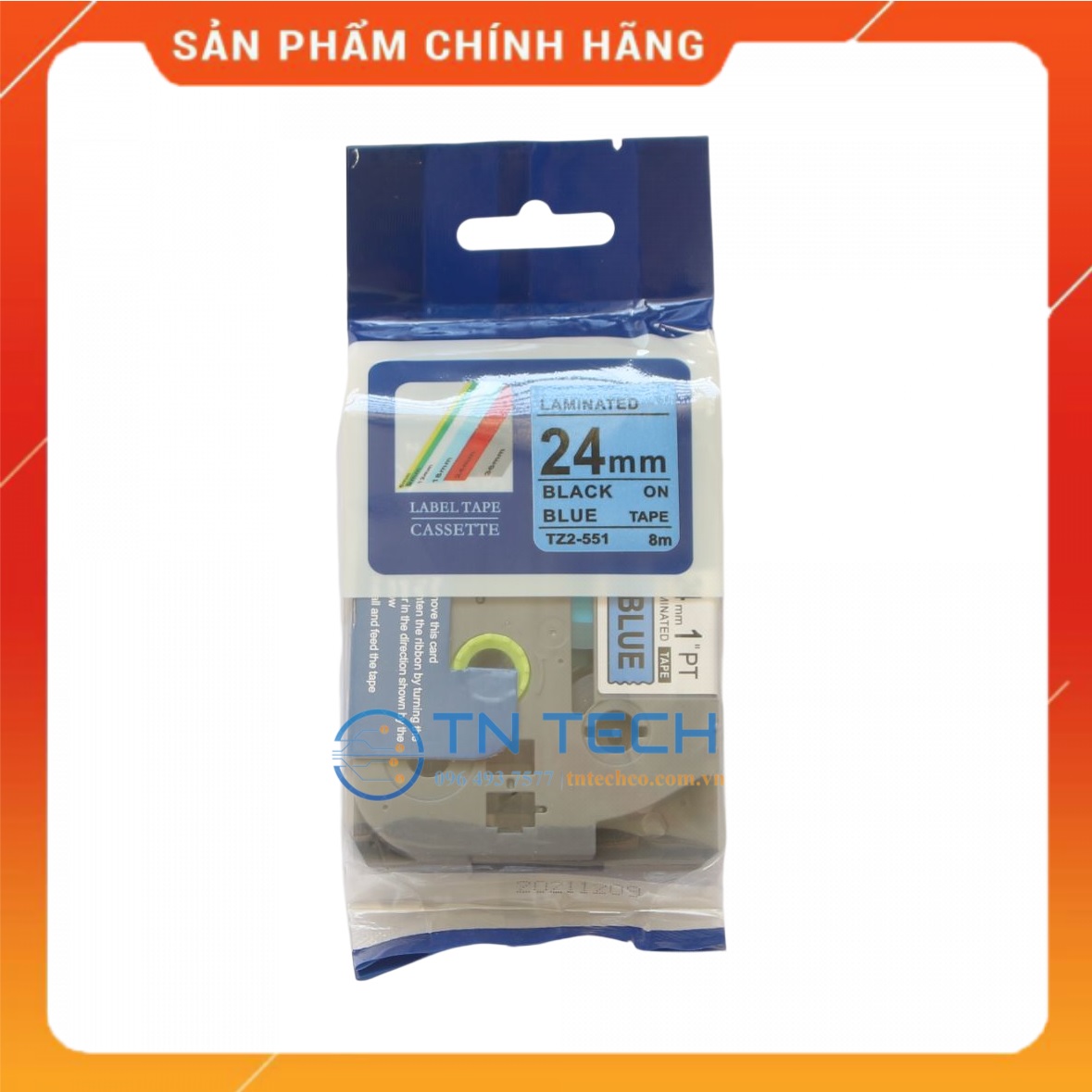 Nhãn In Tz2-551 - Đen nền dương 24mm x 8m - Dùng cho máy in BROTHER - AIMO - PUTY [Hàng Nhập Khẩu]