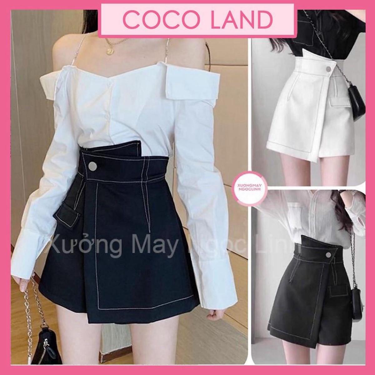 Quần short nữ giả váy chỉ nổi siêu Hot_m096 ulzzang nữ tính, mầu đen, trắng, be, nâu tây, aloha