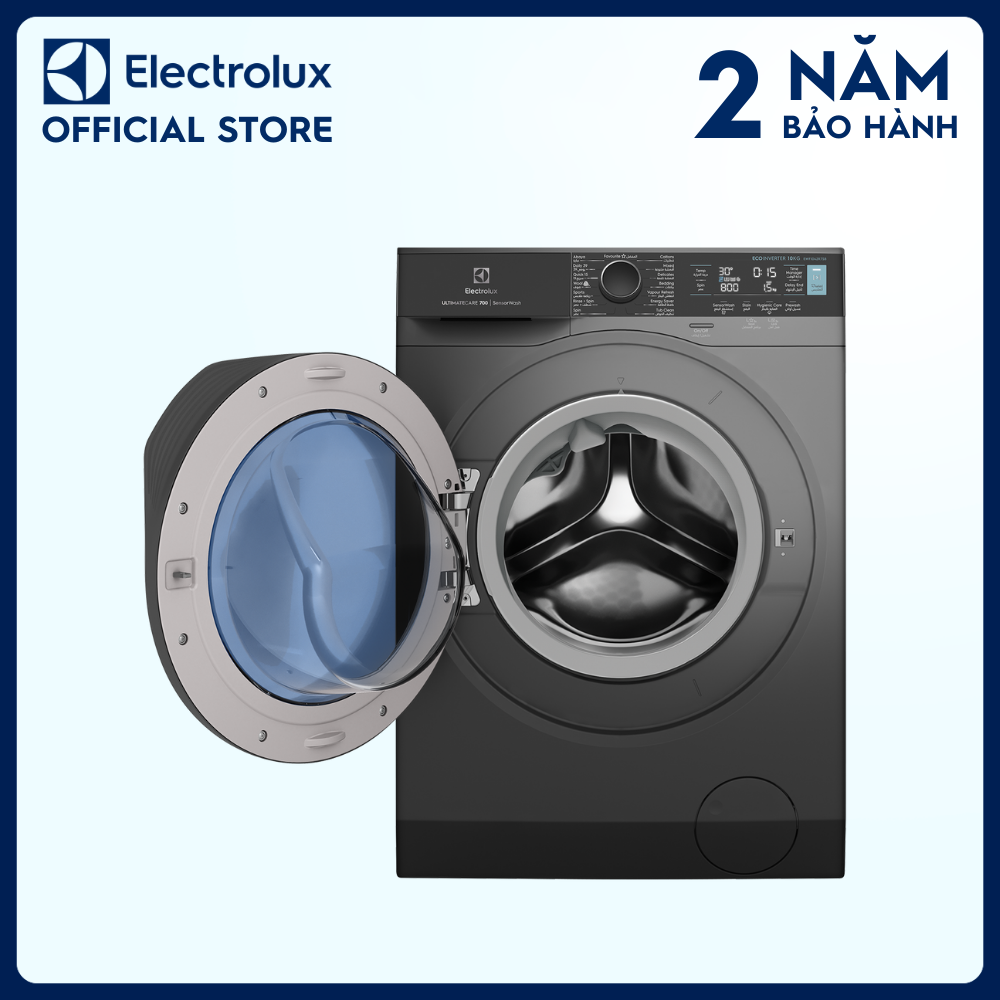 [Free Giao lắp] Máy giặt cửa trước Electrolux 10kg UltimateCare 700 - EWF1042R7SB - Loại bỏ đến 49 loại vết bẩn, không cặn giặt tẩy, giặt hơi nước diệt 99.9% vi khuẩn, kết nối Wifi [Hàng chính hãng]