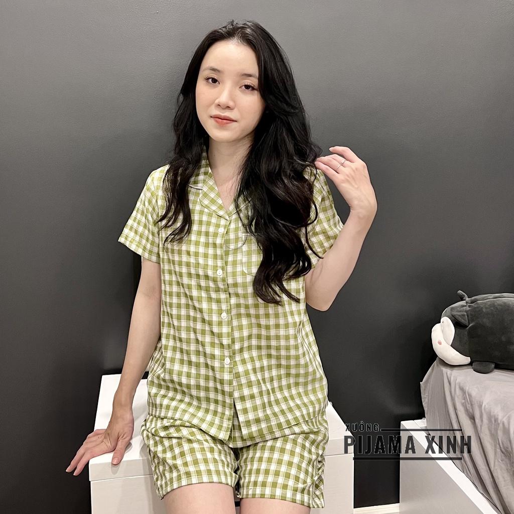 ĐỒ BỘ PIJAMA FREESHIP Bộ mặc nhà nữ chất thô Hàn cao cấp mềm mát, hoạ tiết xinh, tay ngắn quần đùi