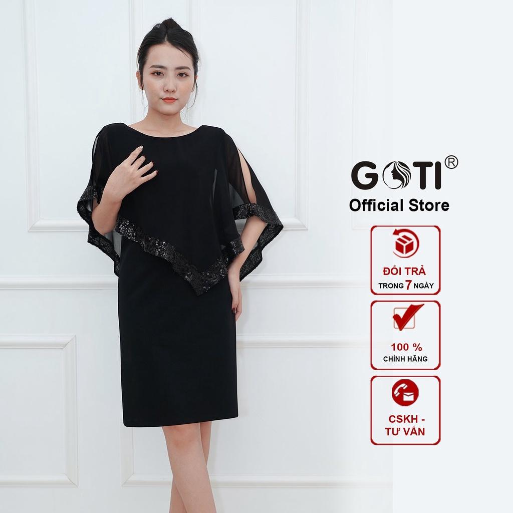 GOTI - Đầm Suông Chữ A Dự Tiệc Trung Niên Nữ Cao Cấp Màu Đen, Đỏ Vải Thun Co Giãn BigSize Cho Mẹ U40 U50 3321