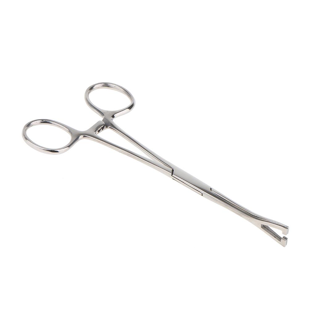 2pcs 6" Stainless Steel Slotted Triangle Forceps Body Piercing Septum Clamp