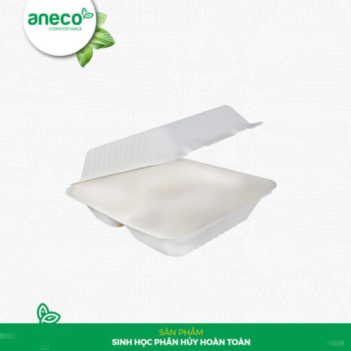 Hộp bã mía đựng thực phẩm ANECO phân hủy sinh học hoàn toàn (100-125 chiếc)