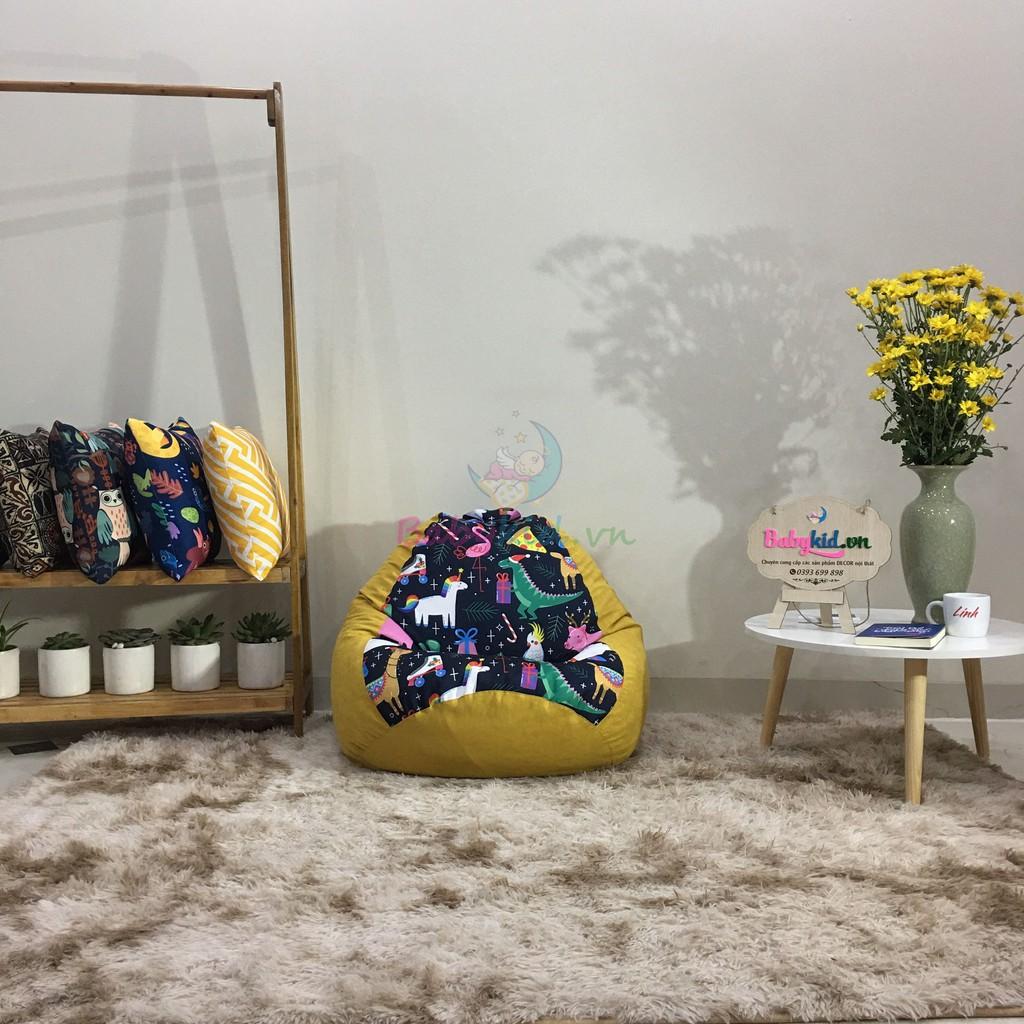 Ghế hạt xốp, size S, giao màu ngẫu nhiên, chất thô hàn mềm mát mix màu, 60x90cm