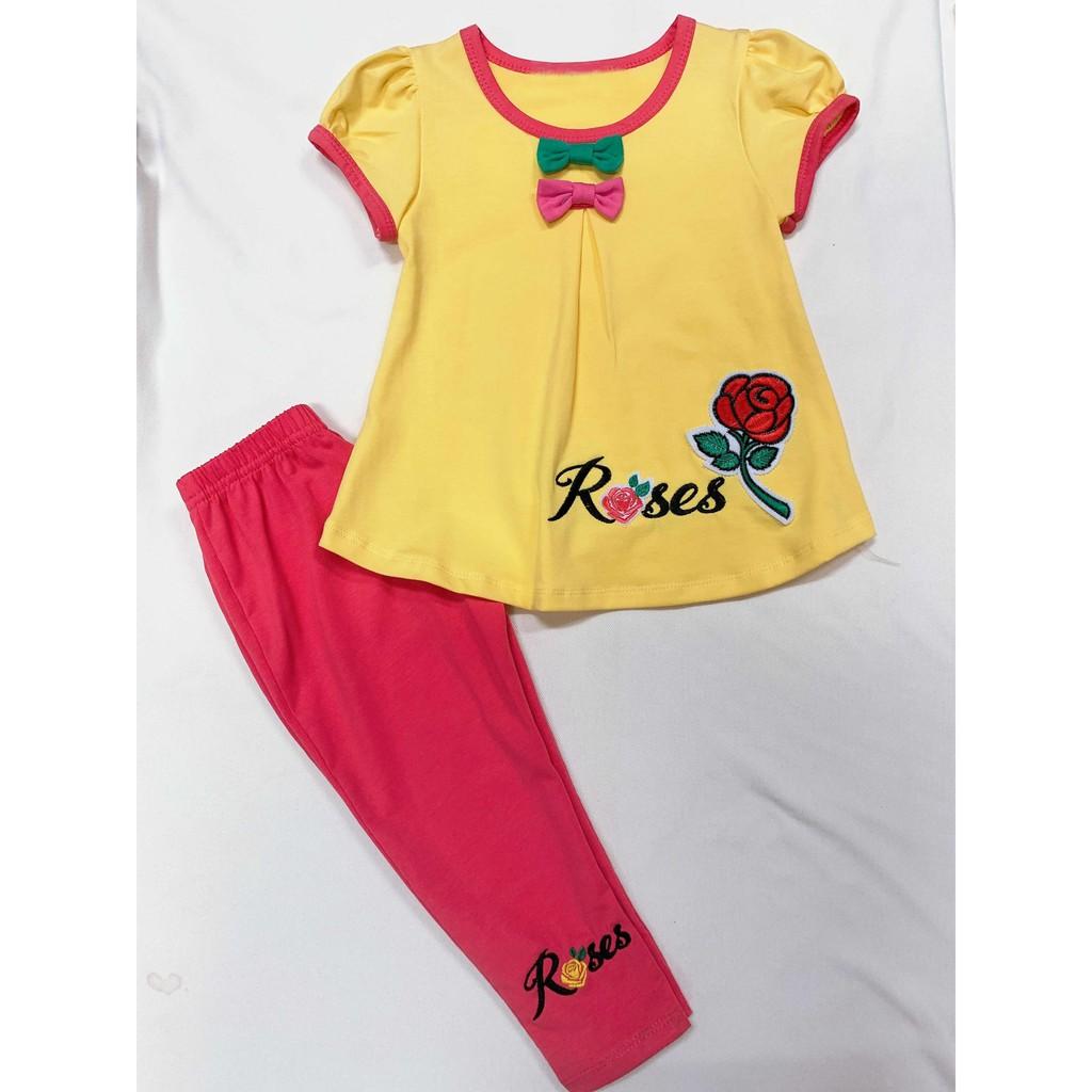 Bộ Lửng bé gái - Bộ dài hoa hồng Rose,size 2