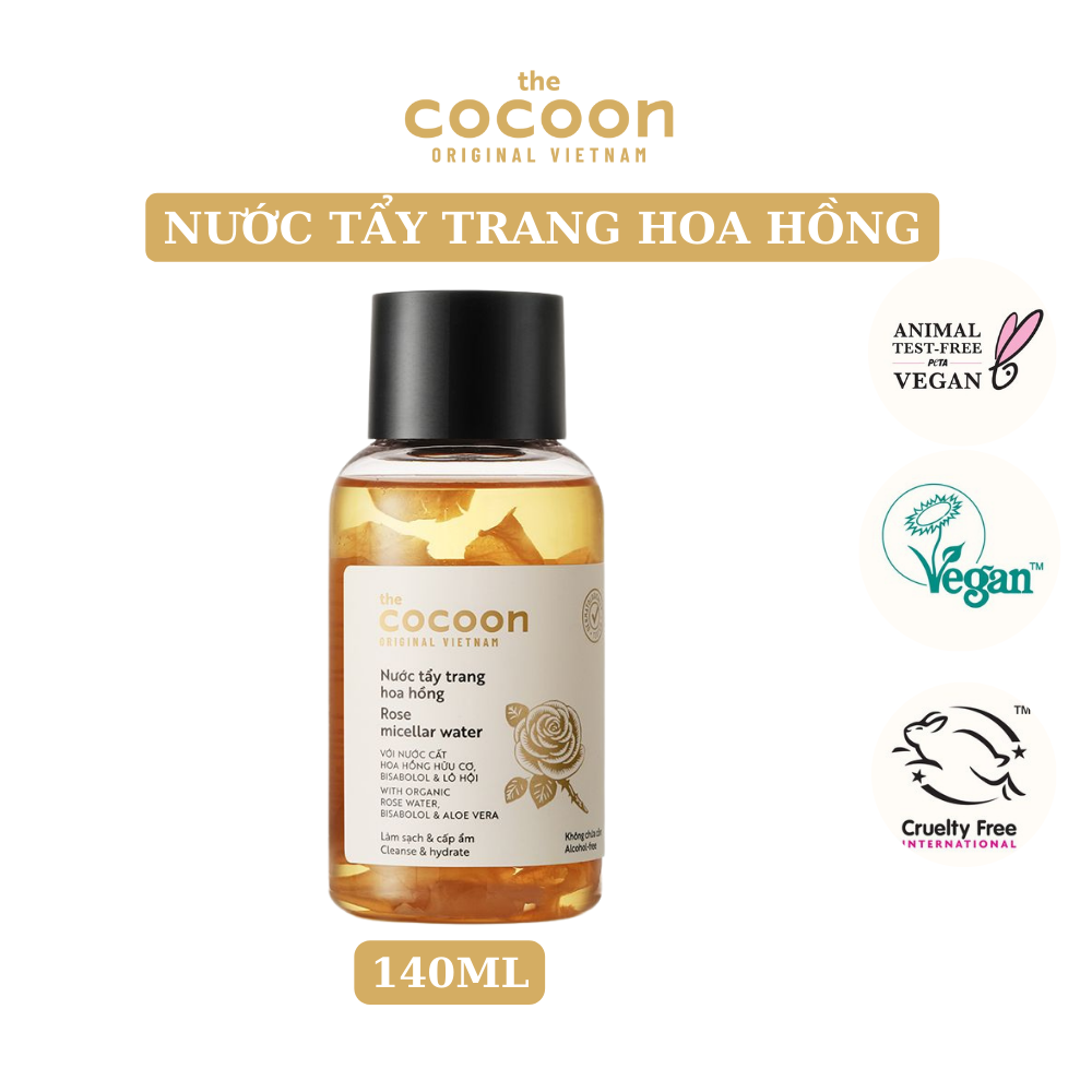 Nước tẩy trang hoa hồng Cocoon 140ml làm sạch và cấp ẩm cho da