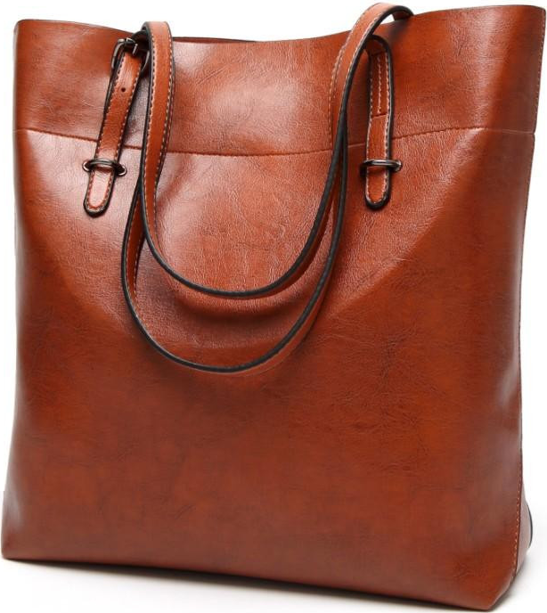 European Simple LadiesTote Bag Oil Wax Leather Large Capacity