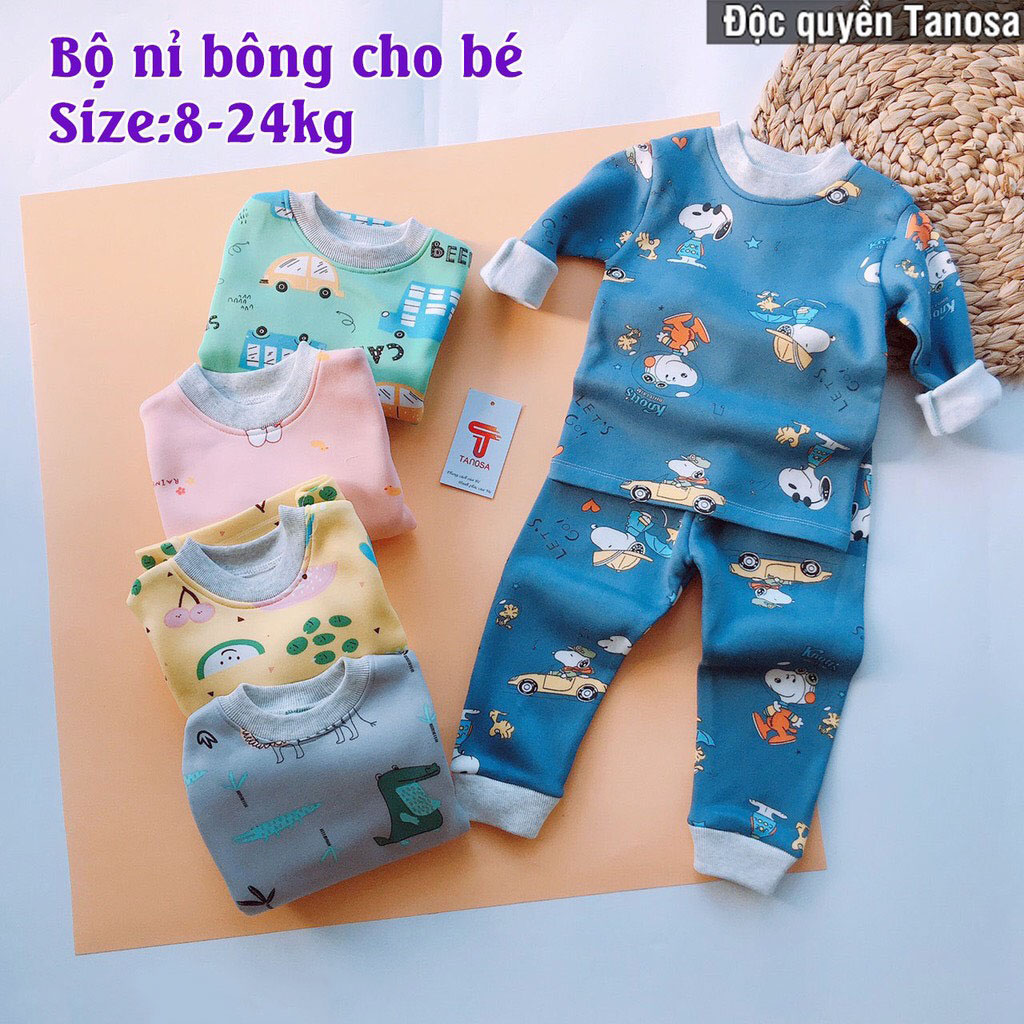 Bộ nỉ bông ấm áp cho bé yêu Phom To 8_20kg Tanosa;Bộ nỉ bông ấm áp cho bé trai và bé gai;Bộ nỉ bông nhiều màu TANOSA