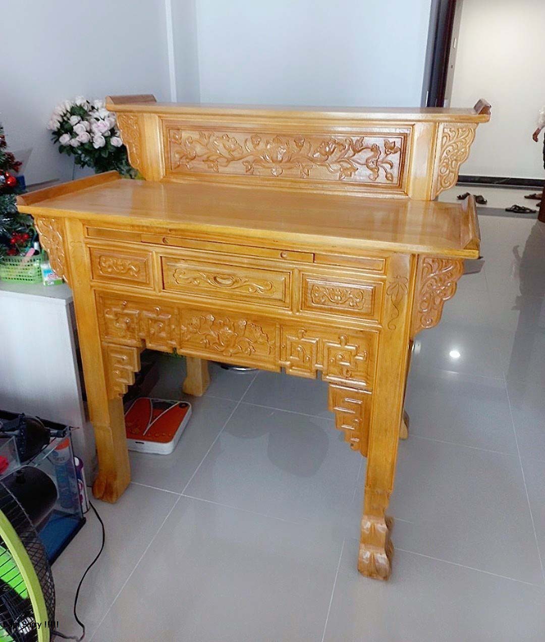 Bàn thờ nhị cấp mẫu triện sen BT 02