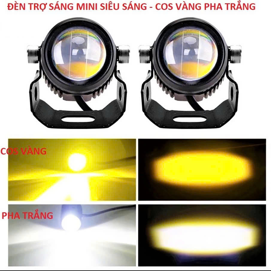 Đèn Trợ Sáng Xe Máy XP60 – Pha Trắng Cốt Vàng, Loại Xịn Chống Nước 100