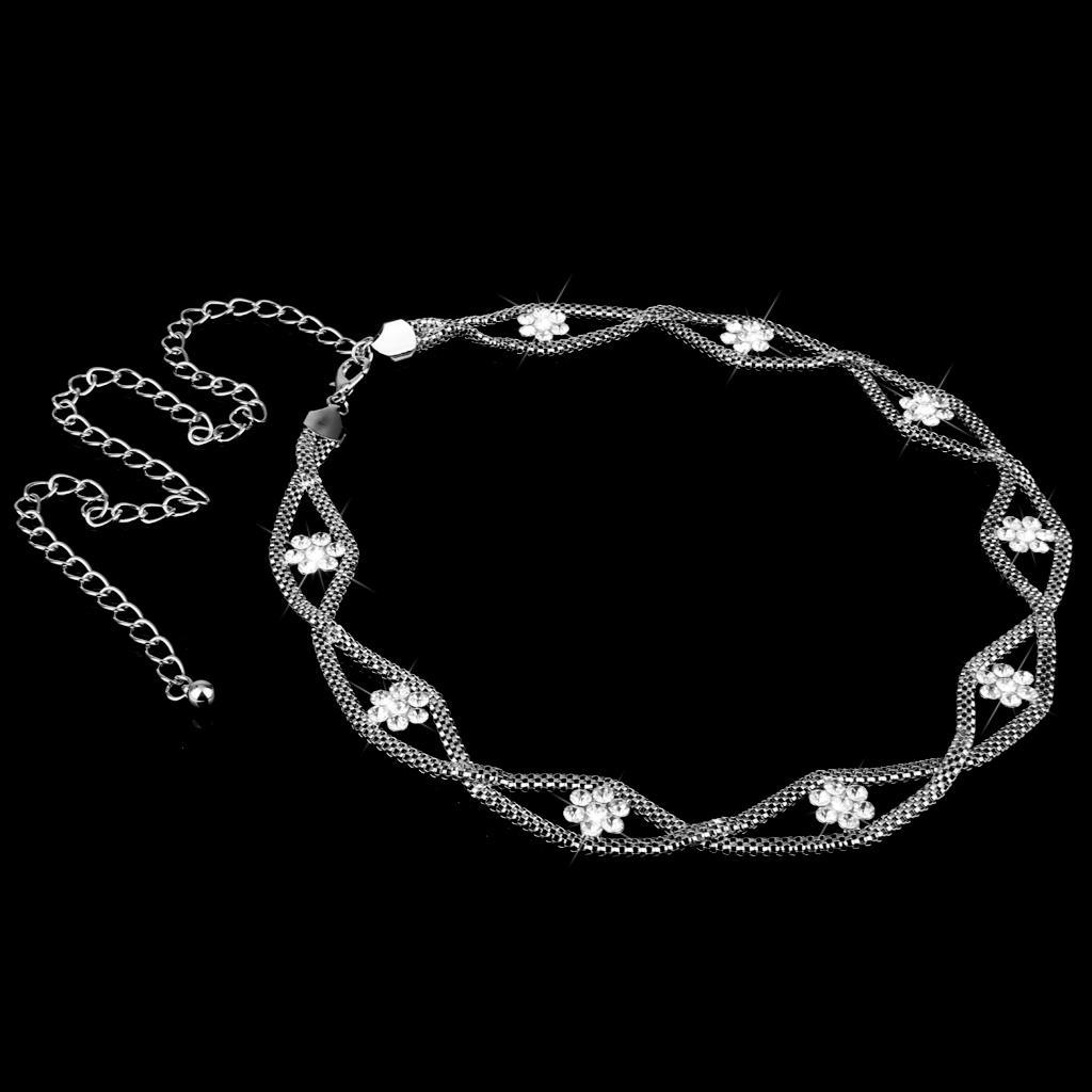 2pcs Rhinestone Women Chain Belt Skinny Waist Belt for Wedding Bridal Dress