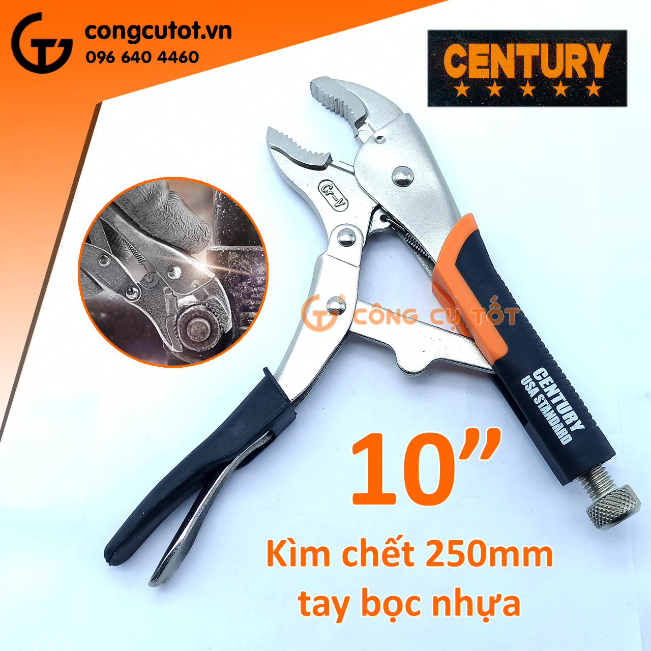 Kìm chết tay bọc nhựa Century 250mm