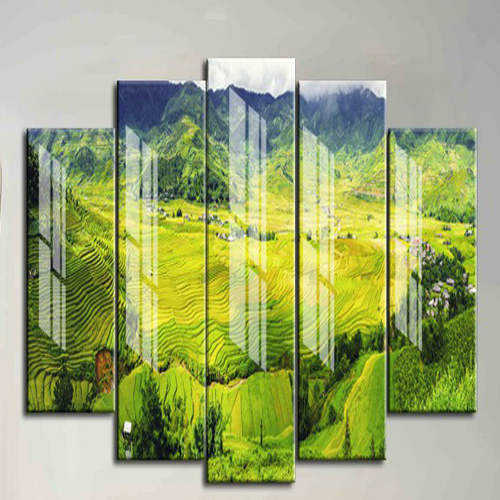 Bộ 5 - Tranh treo tường - Trang trí phòng khách/Ruộng bậc thang 3D/Gỗ MDF Hàn Quốc/Chống ẩm mốc, mối mọt T3M-SPA-40