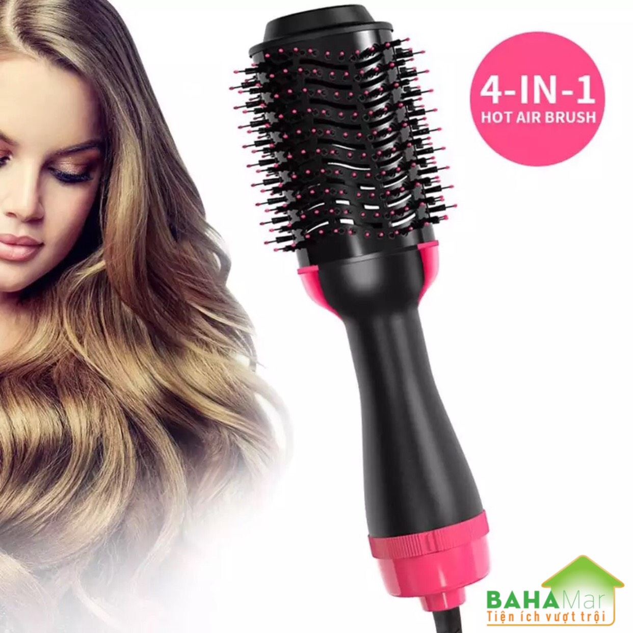 LƯỢC ION SẤY TÓC TẠO KIỂU 4 TRONG 1 BAHAMAR vừa chải tóc vừa sấy tóc và tạo kiểu cho tóc công nghệ ion âm giúp tóc mượt và bóng