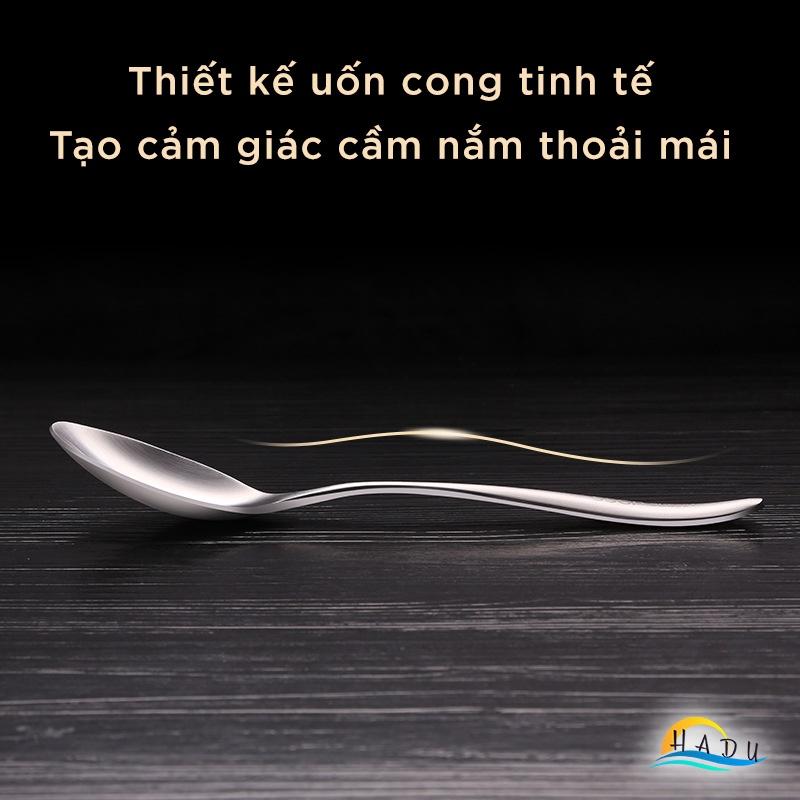 [4 Cái] Thìa Muỗng Inox Cán Dài 304 Cao Cấp Ăn Phở Đạt Chất Lượng Đức HADU