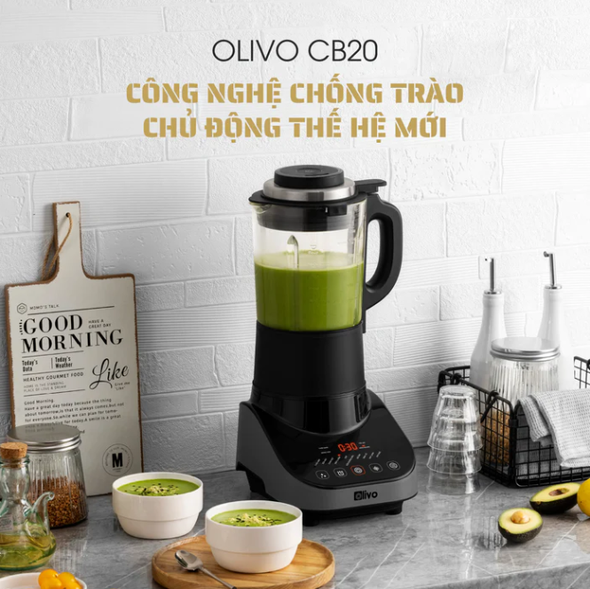 Máy Nấu Sữa Hạt, Máy Làm Sữa Hạt OLIVO CB20 Thương Hiệu Mỹ Cao Cấp Gồm 12 Chức Năng Xay Nấu Độ Ồn Thấp Kèm Cối Xay Khô Tự Vệ Sinh Khử Khuẩn Công Suất 1000W - Hàng Chính Hãng