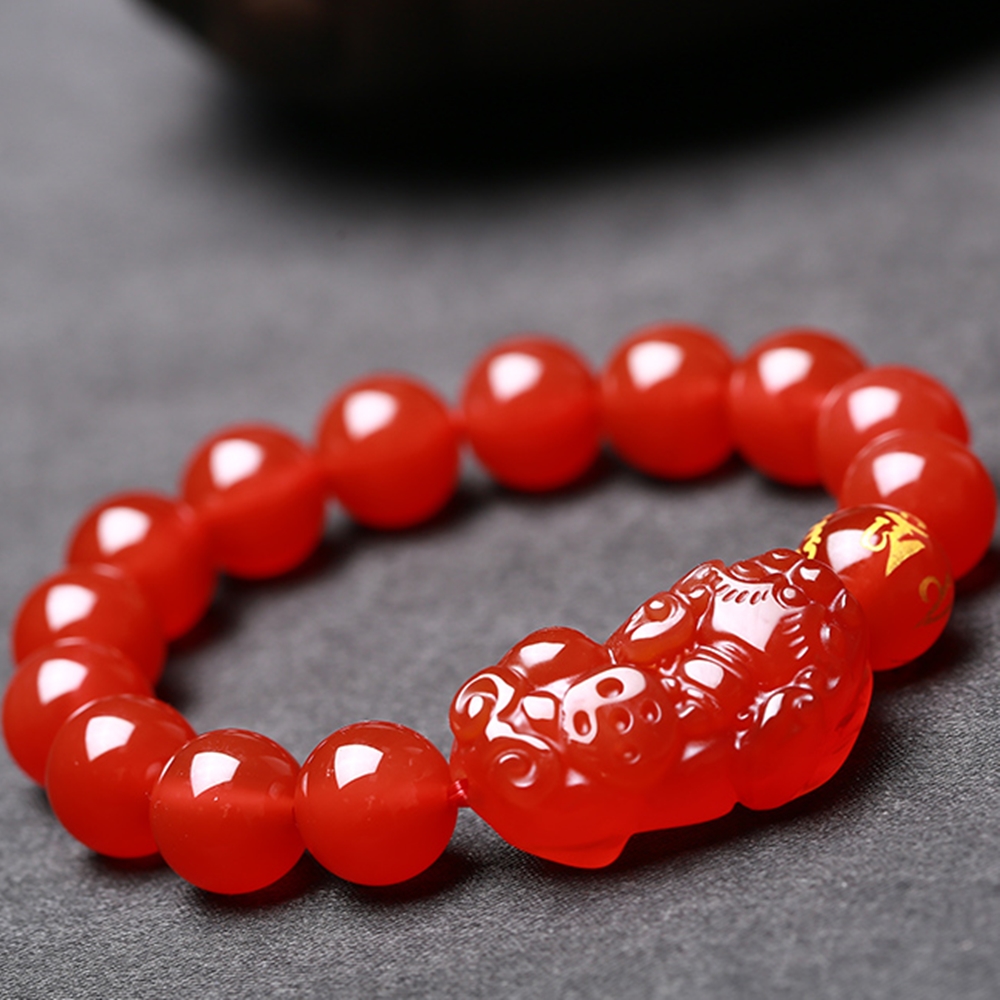 Vòng Tay Chuỗi Hạt Tỳ Hưu Mã Não Đỏ Tự Nhiên 11MM