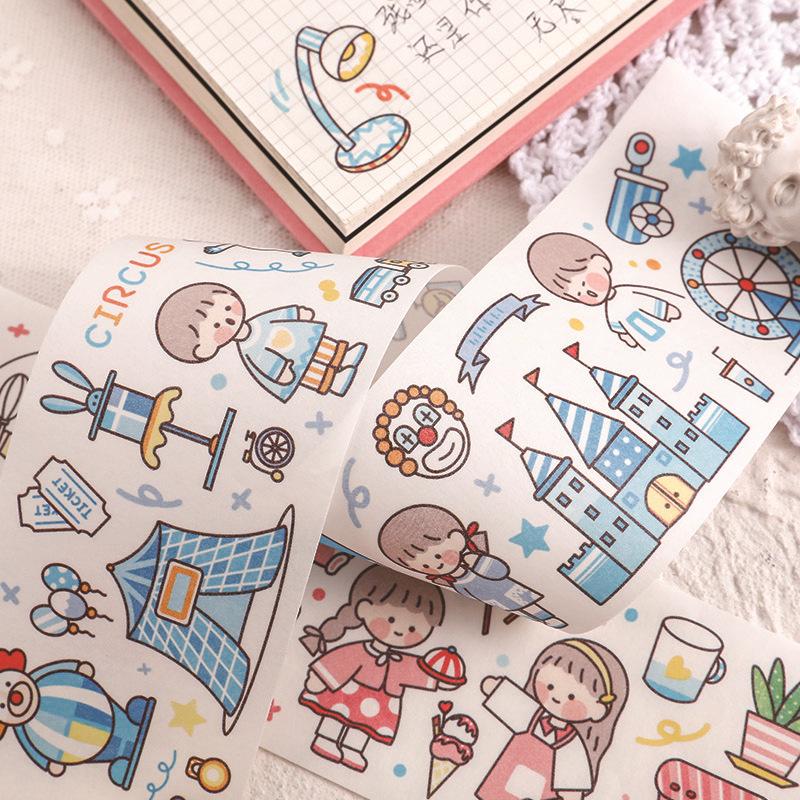 Cuộn Băng Dính Sticker Nhãn Dán Washi Dùng Trang Trí Sổ Lưu Bút ST173