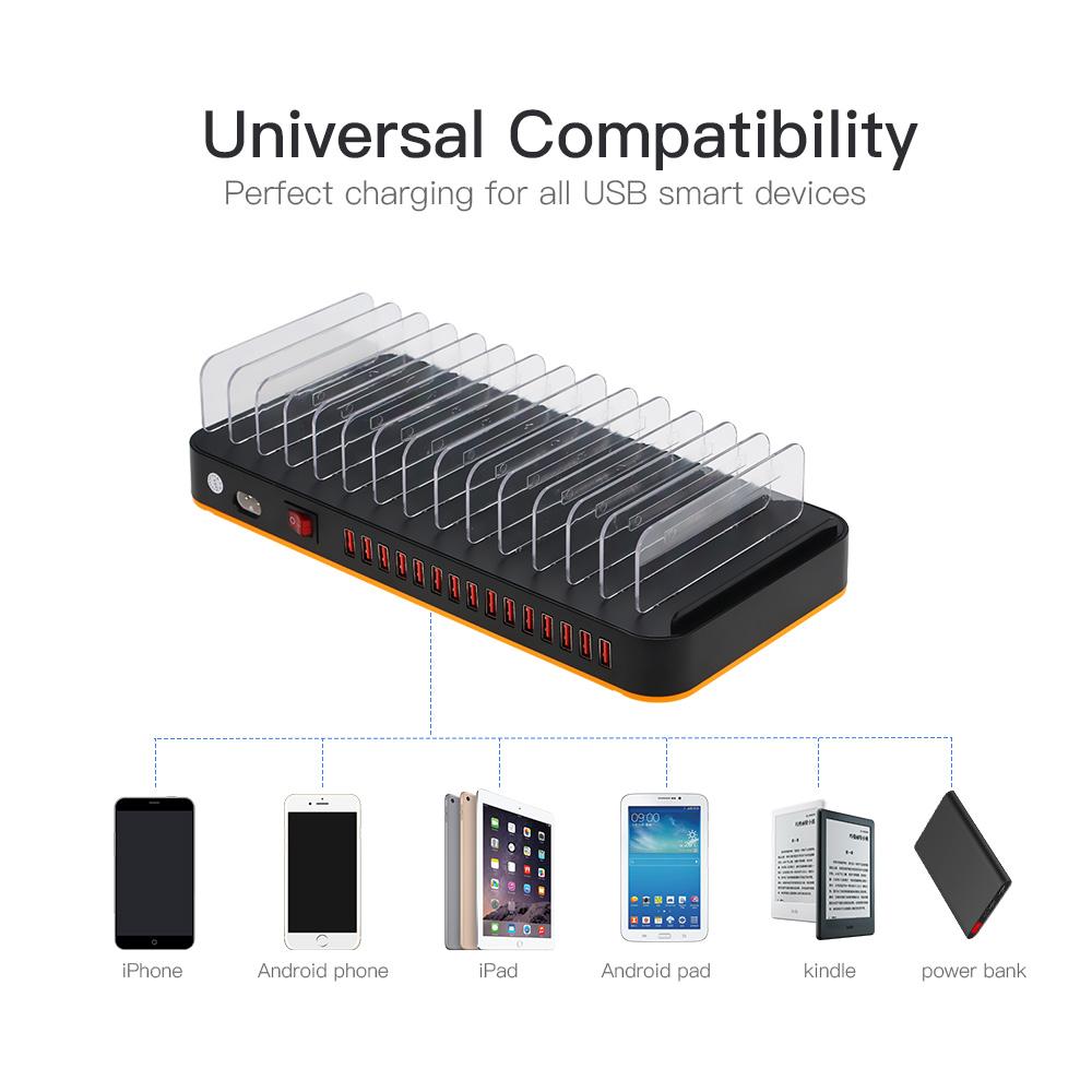 Trạm sạc thông minh USB 80W 15 cổng có thể điều chỉnh