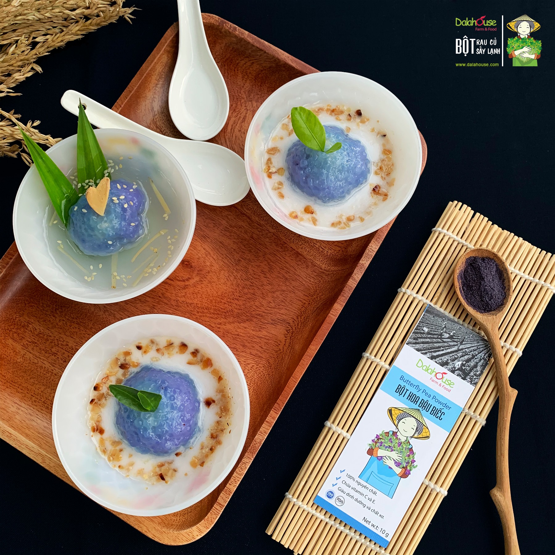 Bột Hoa Đậu Biếc hữu cơ sấy lạnh Dalahouse - 60g - Giảm căng thẳng mệt mỏi - Hỗ trợ chống ô xy hóa - Tốt cho mắt và giúp cho giấc ngủ sâu - Tạo màu sắc cho thực phẩm