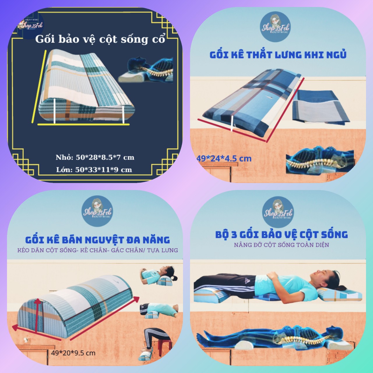 Bộ 3 gối hỗ trợ bảo vệ cột sống khi ngủ