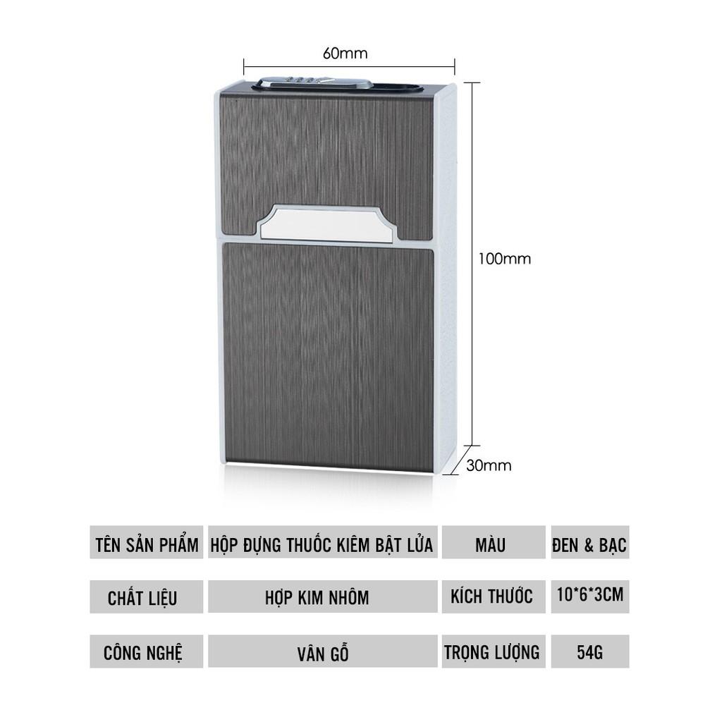 Hộp đựng thuốc 20 điếu đựng cả bao thuốc kiêm bật lửa điện sạc USB tiện lợi cao cấp