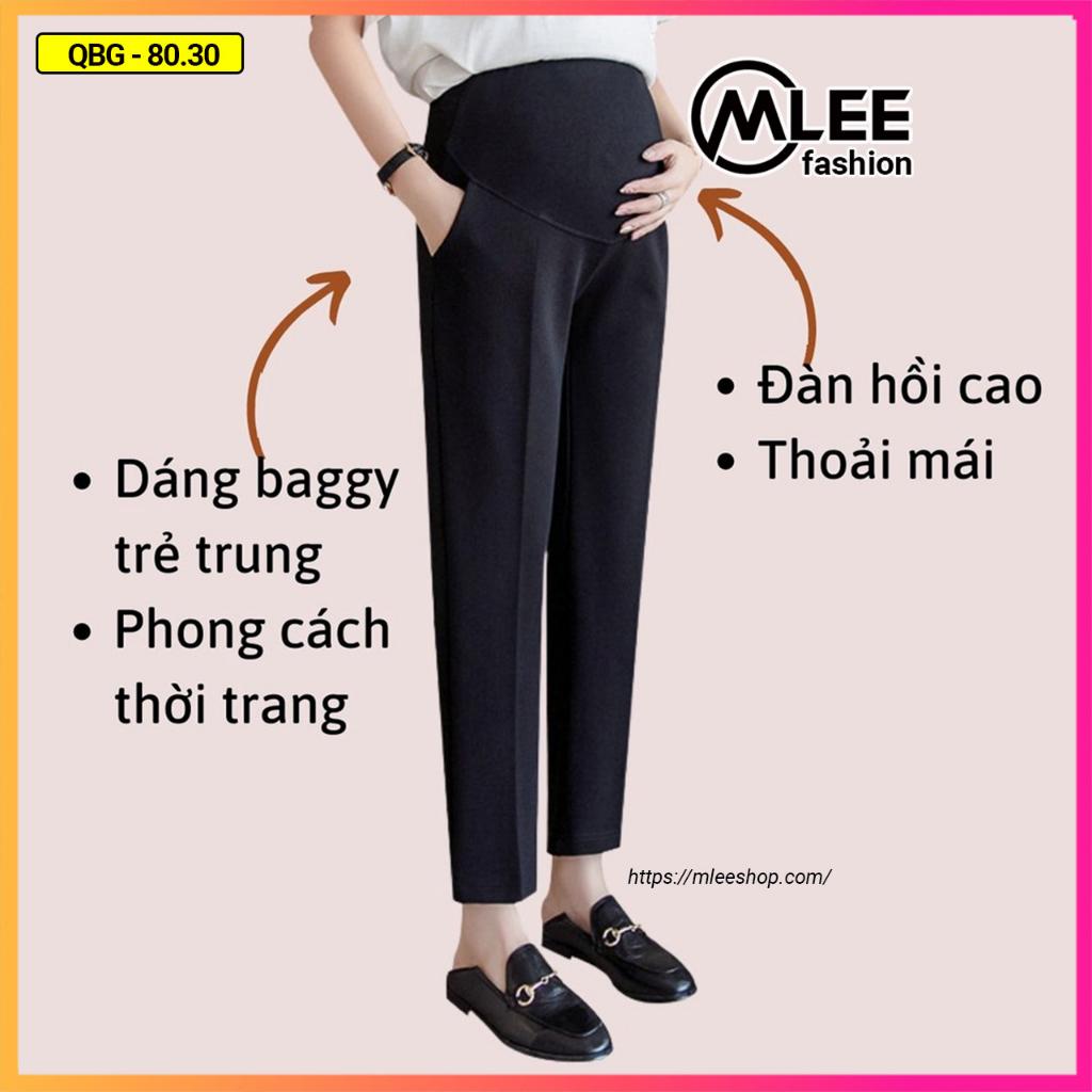 Quần bầu baggy công sở chất vải umi ống đứng có đáp bụng bigsize, quần áo bầu đẹp, MLEESHOP