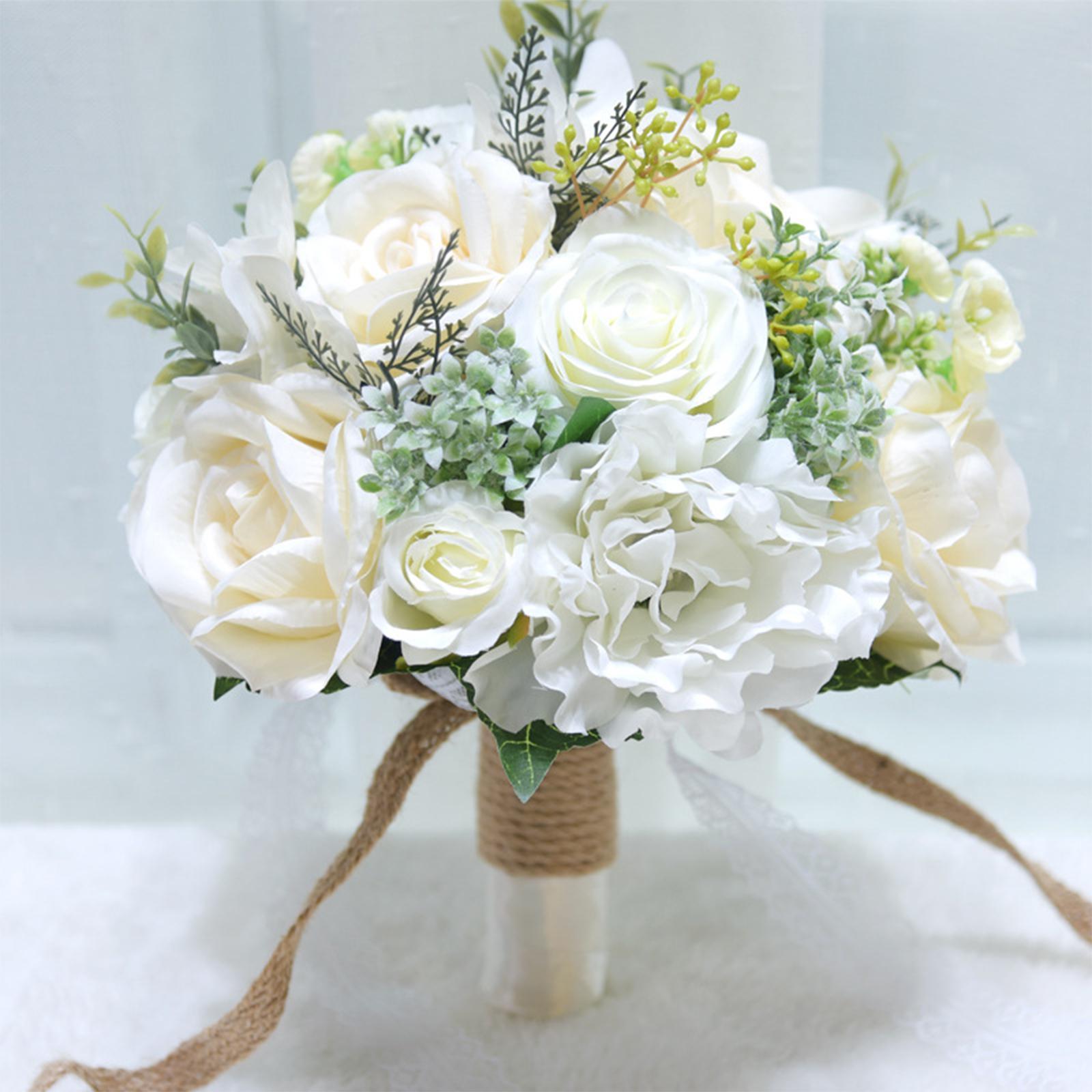 Artificial Handmade Peony Rose Flowers Wedding Bouquets Holding Bouquet